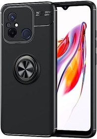 Resim Microcase Xiaomi Redmi 12C / Redmi 11A Focus Serisi Yüzük Standlı Silikon Kılıf - Siyah AL3363 