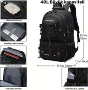 Resim Honeybeeshop Siyah + Siyah Göğüs Çantası Büyük Kapasiteli Laptop Sırt Çantası Erkek Kadın Spor Kamp Okul Diğer 