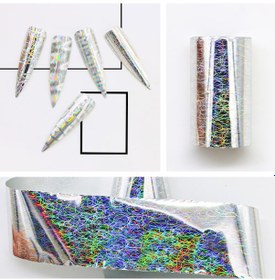 Resim 10lu Tırnak Süsleme Folyosu Holografik Geometri Dizayn Nail Art Transfer Folyo Wnf-273 