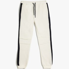 Resim Koton Jogger Eşofman Altı Beli Bağlamalı Cepli Renk Bloklu Dikiş Detaylı Ekru 5wkb40103tk Ekru 