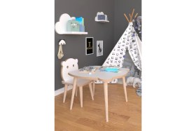 Resim Remaks Panda Yaz Sil Yüzey Çocuk Masa Sandalye Takımı 1 Aktivite Oyun Masası 1 Sandalye - Beyaz 