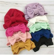 Resim Beyaz Bere Kap Elastik Yay Bebek Yürümeye Başlayan Bebek Kız Şapka Yenidoğan Şapka Türban Beyaz 