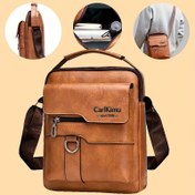 Resim CARLKIMU Vintage Tarzı Erkek Çapraz Çanta - Ayarlanabilir Askılı Omuz Çantası, İş, Seyahat ve Günlük Seyahat için Çoklu Bölmeler & Fermuarlı Cepler (Kahverengi, Siyah, Gri), Küçük Çapraz Çanta 