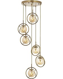 Resim Avonni Av-60291-6et Eskitme Kaplama Modern Avize E14 Metal Cam 40cm Çok Renkli 