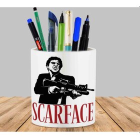 Resim Scarface Silah Kaktüs Sukulent Saksı Kalemlik 