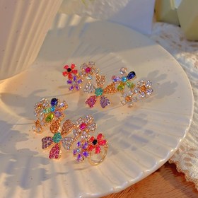 Resim 1/2 Adet Çok Katmanlı Çiçek Küpeler, Fransız Bohem Tarzı, Canlı Renkli Sallantılı Takılar Kadınlar İçin, Cesur ve Canlı Boho Şık Aksesuarlar, Onun İçin Mükemmel Hediye Fikri 