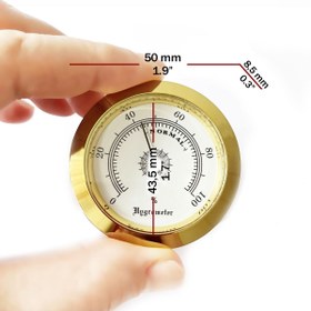 Resim OEM Analog Higrometre Nem Ölçer Humidor Puro Kutusu İçin Metal Çerçeve Sarı-Beyaz 50mm 