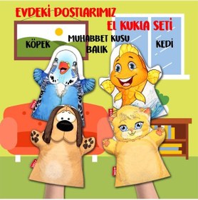 Resim 4 Parça Tox Evdeki Dostlarımız El Kukla Set Eğitici Oyuncak 