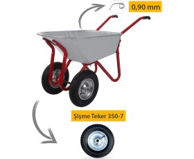 Resim Kanat Plus Galvanizli Iki Tekerli Şişme 350-7 Ebat Teker Demonte El Arabası 0.90 mm Sac 