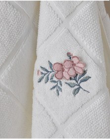 Resim English Home Floral Check Pamuk Yüz Havlusu 50x80 Cm Beyaz Beyaz 