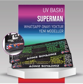 Resim Superman Plakalık, 2 Adet Premium Uv Baskı, Plakalıkhane 