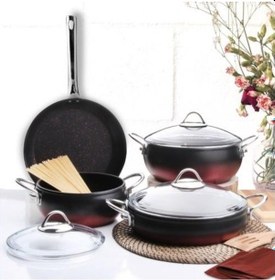 Resim Falez Line 7 Parça Döküm Granit Güveç Tencere Seti Bakır 