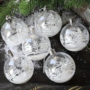 Resim 6 Adet Noel Süsü Topu - Plastik Karlı Manzara Asılı Süslemeler Ağaç İçin, Yuvarlak Şeffaf Boyalı Noel Topları, Tüy Yok, Tatil Dekorasyonu İçin 