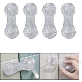 Resim Bebek Eşya Dolap Kapı Çekmece Kilidi -al4540 4 Adet Şeffaf 