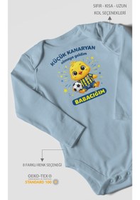 Resim Morivokids Küçük Kanaryan Olmaya Geldim Babacığım Uzun Kollu Çıtçıtlı Bebek Body Bebe Mavisi 