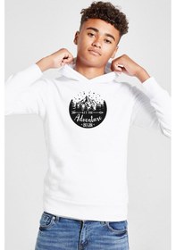 Resim Tshirthane Let The Adventure Begin Beyaz Çocuk 3ip Kapşonlu Sweatshirt 001 Beyaz 