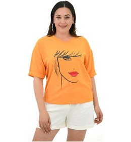 Resim Kadın Büyük Beden Yüz Baskılı T-shirt 1788-25 001 
