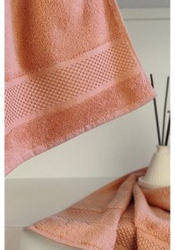 Resim %100 Pamuk Banyo Havlu Seti-long Twist İplik-yüksek Su Emici Ve Yumuşak Somon Somon 