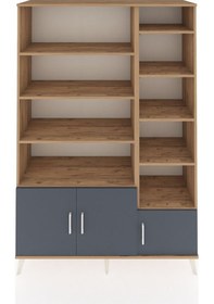 Resim Hyperion Dolap 10 Raflı 3 Kapaklı 132x44x195 Çam-antrasit/çam Çam 
