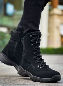 Resim Pabucmarketi Fermuarlı Bağcık Detaylı Erkek Sneaker Bot Siyah Siyah 