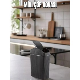 Resim Mini Çöp Kovası, Mutfak, Banyo, Tuvalet, Ofis Çöp Kutusu Siyah 