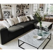 Resim NAYAR HOME DESİGN ROLEX KÖŞE 4 MODÜL KOLTUK TAKIMI SİYAH KETEN 