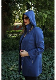 Resim Moda Berray 1616 Fermuarlı Cep Detaylı Kapuşonlu Bondit Ceket Sax Saks Mavi 