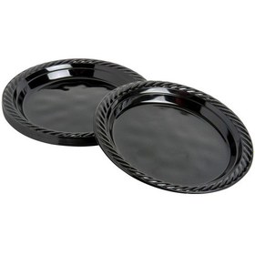 Resim Roll-up Kullan At Renkli Siyah Parti Davet Plastik Tabak - 17 Cm. - 25 Adetlik Paket 