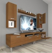 Resim Decoraktiv Eko 5200da Mdf Krom Ayaklı Tv Ünitesi Tv Sehpası - Naturel Ceviz 