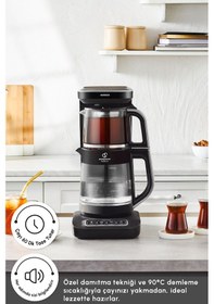 Resim Karaca Çaysever Robotea Pro Connect 4 In 1 Konuşan Otomatik Cam Çay ve Filtre Kahve Demleme Makinesi 