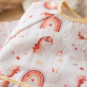 Resim melonika Nova Boho Unicorn Desenli Sıvı Geçirmez Uzun Kollu Mama Önlüğü - BLW ve Faaliyet Önlüğü Kırıntı Cepl 