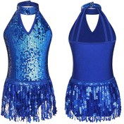 Resim Saks Mavi Kızlar İçin Bale Mayoları Payetler Püskül Bale Dans Elbise İle Balerin Tutu Elbiseler Saks Mavi 