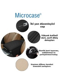 Resim Microcase Araç Merkezi Konsol Kapağı Capitone Deri Araç Kol Dayama Yastığı Depolama Cepli - Al5395 Siyah 