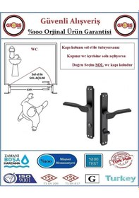 Resim Veroni Mat Siyah Wc Banyo Kapı Kolu - Statik Fırın Boyalı - 1 Takım Ön Ve Arka - Sol 