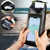Resim Universal 2L Dokunmatik Ekran Kuru Çanta, Su Geçirmez Fermuar Kapanışı, Düz Renkli PVC Kumaş, Yürüyüş, Trekking, Rafting, Sörf, Kano, Açık Hava Spor Ekipmanları için Normal Su Geçirmez Seviye 