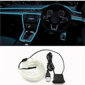 Resim Trendooze Turcoshop11 196.85 İnç Usb Led Işık Şeridi Buz Mavisi Neon Araç Dekoru Dıy Partisi 