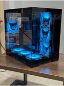 Resim Gametech Kuromi Karakterli 7 Rgb Fanlı Akvaryum Kasa Siyah 