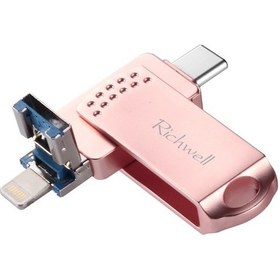 Resim Rogfer Richwell 128g Type-c 8 Pin Usb 3.0 Otg İşlevli Metal Flaş Disk Gül Altın 
