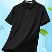 Resim Erkekler için Nefes Alabilen Kısa Kollu Gömlekler - Nem Çekme Özellikli Siyah Kumaş, Golf, İş ve Açık Hava Aktiviteleri için Rahat Yaka ve Düğmeli Tasarım, Tenis, At Biniciliği, Balıkçılık ve Koşu için Mükemmel, Golf Gömleği 