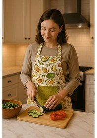 Resim Havlulu Mutfak Önlüğü Pratik Kullanım Önlük Yeşil 