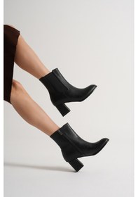 Resim Rooc Topuklu Lastikli Ortopedik Topuklu Kadın Bot - Siyah Siyah 