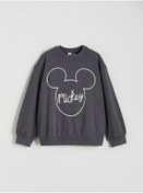 Resim LC Waikiki Antrasit Bisiklet Yaka Mickey Mouse Baskılı Kız Çocuk Sweatshirt 