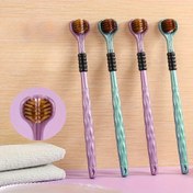 Resim 2/3/4 Parça Ergonomik Manuel Diş Fırçası Seti, 3 Başlıklı Altın Volkanik Kıllar ve Yumuşak Tutuş - Yetişkinler İçin Uygun 