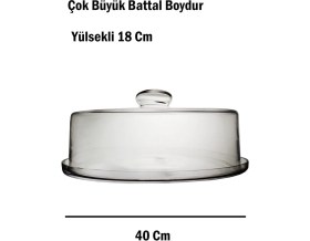 Resim Paşabahçe Denizli Cam Kristal Kapaklı Kek Fanusu 1 Adet 9176-1033496 