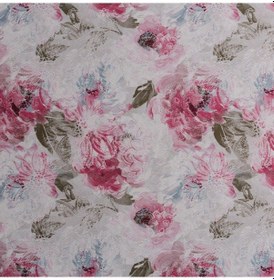 Resim Pembe Vizon Gül Desen Dokuma Dijital Baskılı Petek Kumaş 