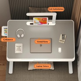 Resim Karr Office Move - N9 Yükseklik Ayarlı LED Aydınlatmalı Gri Laptop Sehpası 