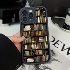 Resim Retro Yaratıcı Kitaplık Siyah Anti-Düşme Cep Telefonu Kılıfı Tam Kamera Kapak/Basit/Düşmeye Karşı/Kılıf iPhone16/16PLUS/16pro/16PROMAX için Uygun 