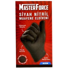 Resim Master Force Siyah M Beden Nitril Muayene Eldiveni (204.02.FR02) 