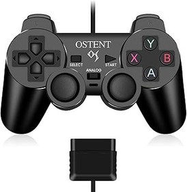 Resim OSTENT Sony Playstation PS2 PS1 PS One PSX Konsol Çift Şok Titreşim Video Oyunları için Kablolu Analog Denetleyici Gamepad Joystick Joypad 
