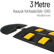 Resim İleri Trafik Kauçuk Hız Kesici, Yol Kasisi 4 Bantlı - 3 Metre Set 